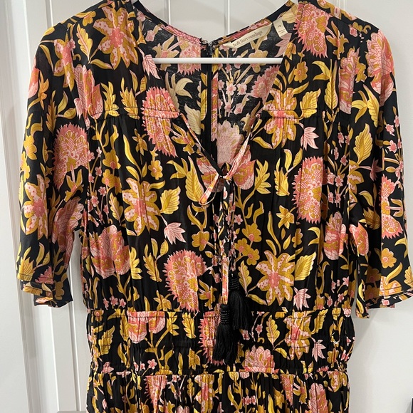 Soft Surroundings Marissa Gold and Peach Floral Maxi Dress NWT - Picture 3 of 4